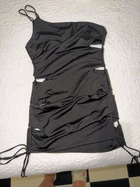 cut-out black mini dress